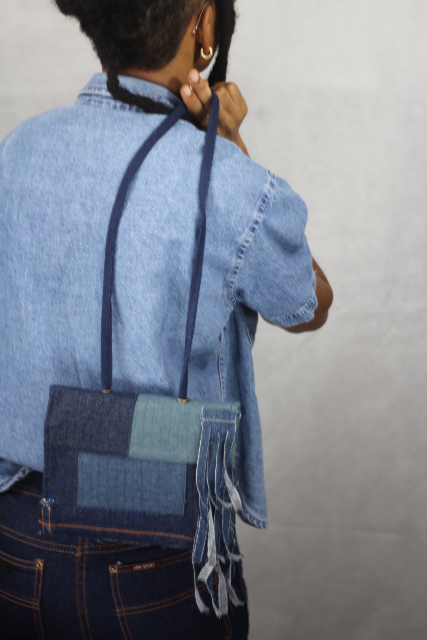 "Blocked" Denim Purse