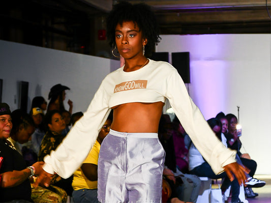 “KNOW GOD WILL.” Cropped Flared Longsleeved Tee